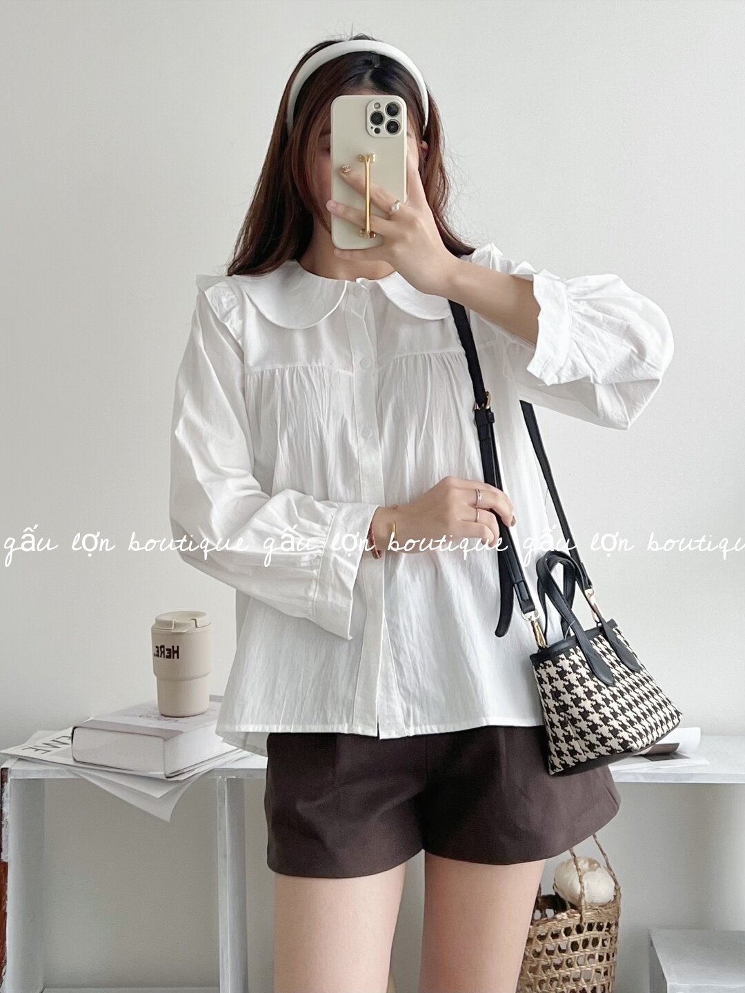 áo sơ mi kiểu bèo vai phong cách hàn quốc