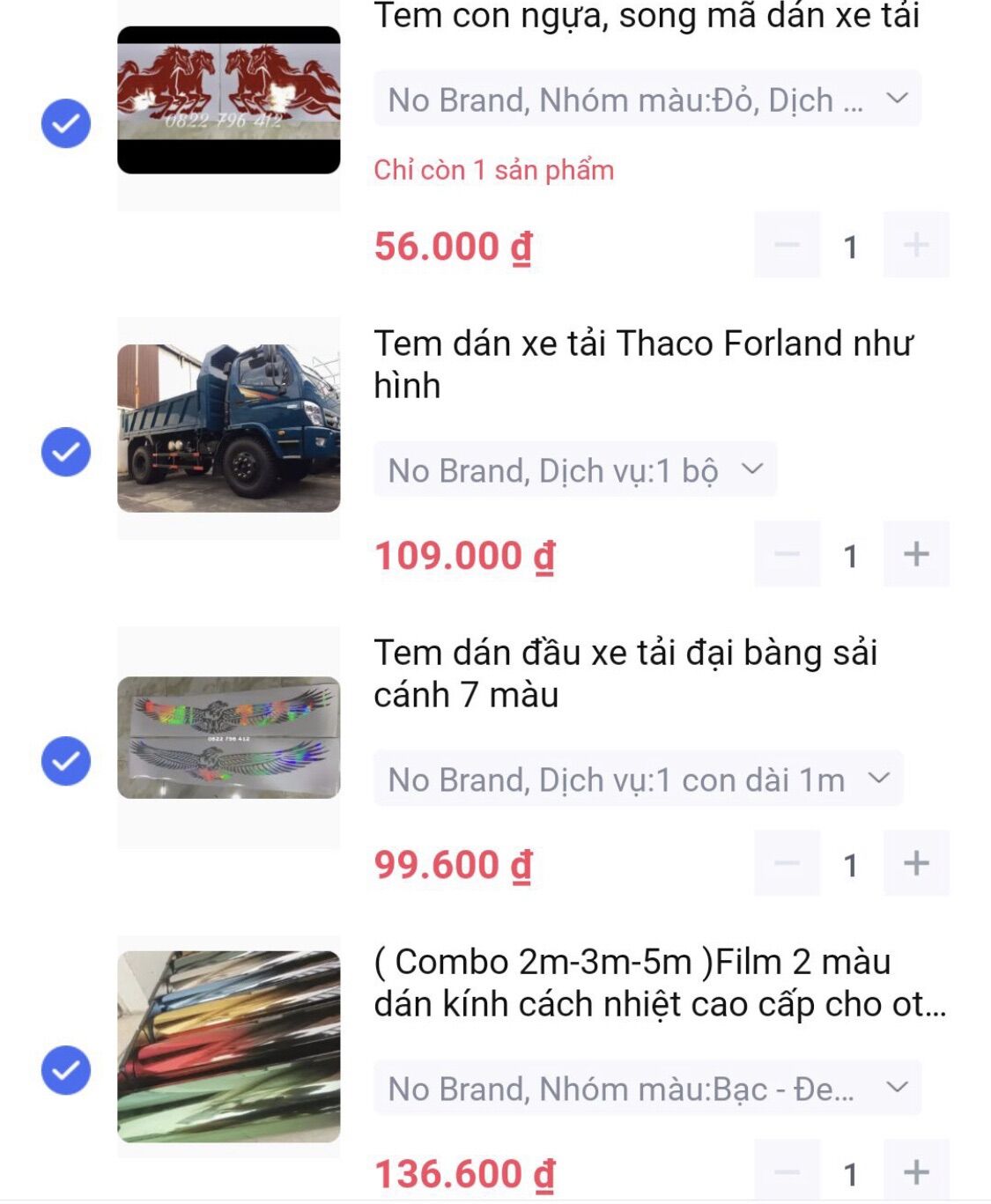 Combo 4 món khách đặt như hình