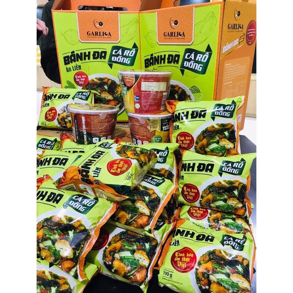 1 Thùng Bánh đa cá rô đồng ăn liền Garlica tiện dụng 110gr/gói Hình ảnh chụp thật