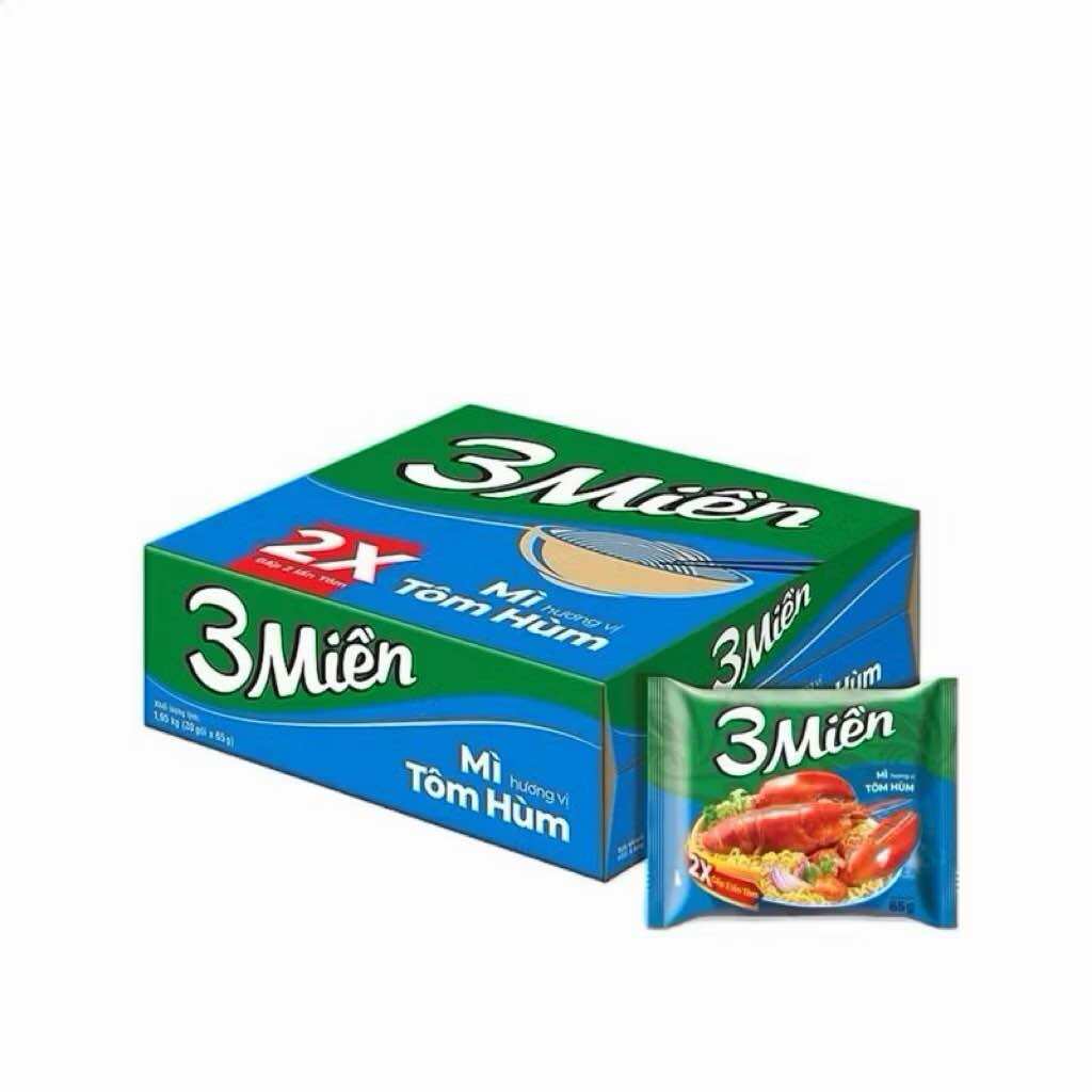 Thùng 30 Gói Mì 3 Miền Tôm Hùm 65g
