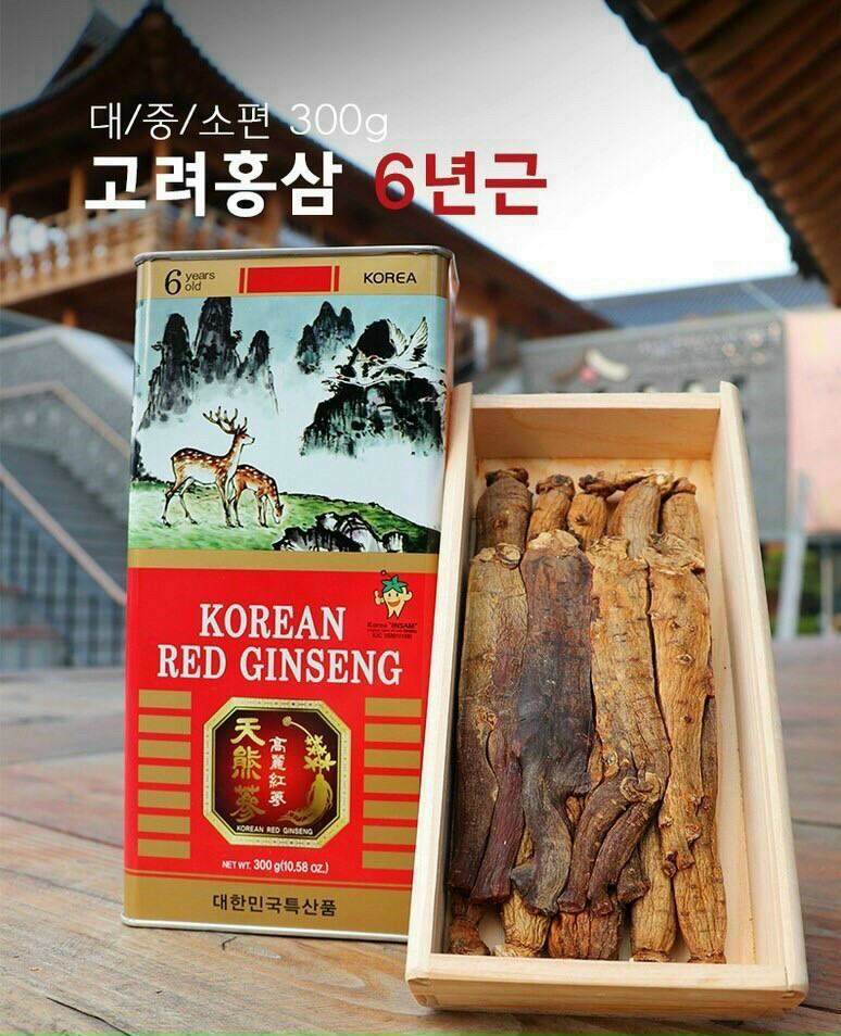 Sâm khô hộp thiếc Hàn Quốc 300g loại 10 củ hộp