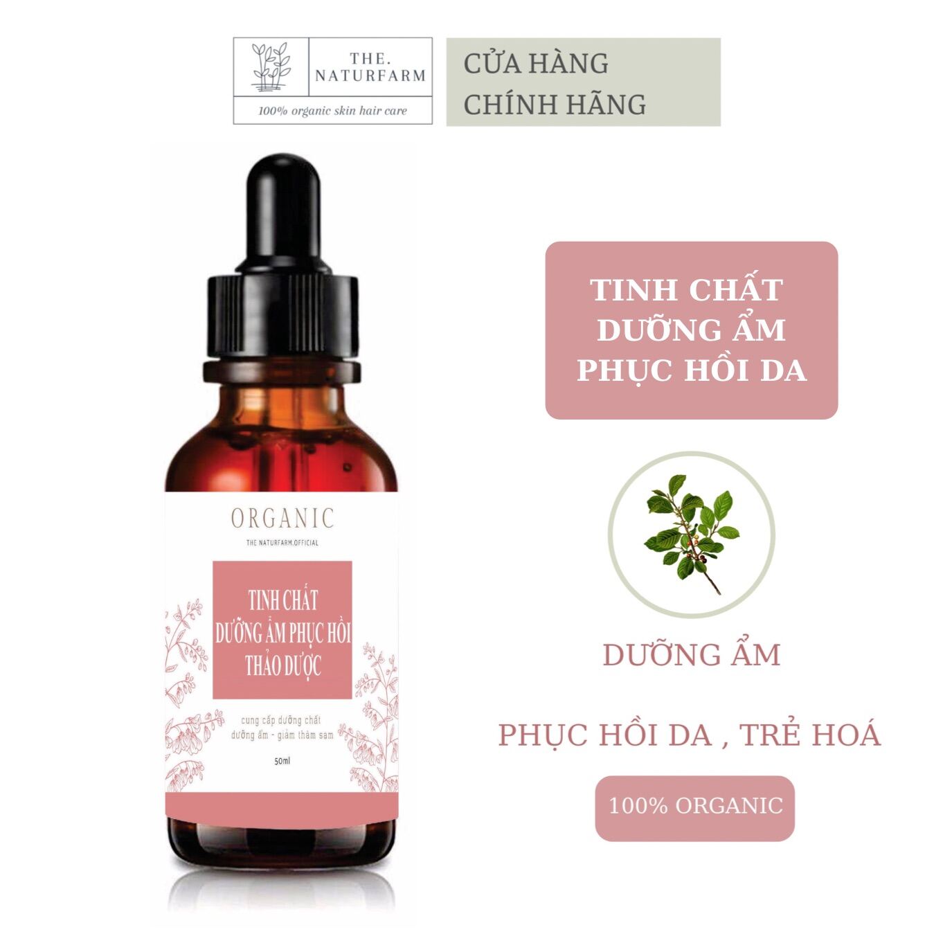 Thảo dược dưỡng ẩm phục hồi da Naturfarm 100% thiên nhiên phù hợp mọi loại da