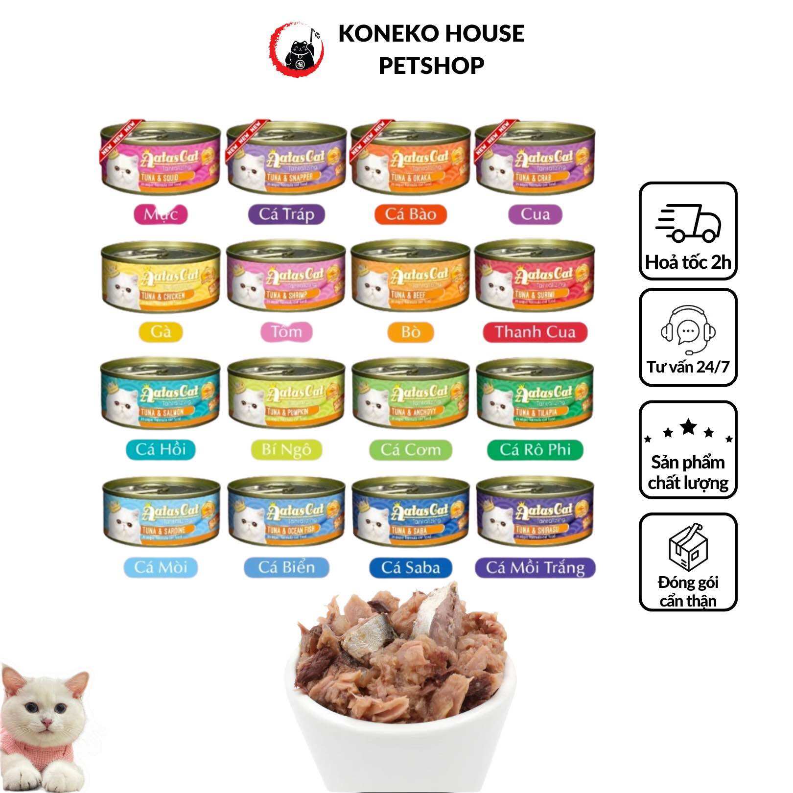 Thức ăn cho mèo - Pate Aatas hộp 80gr