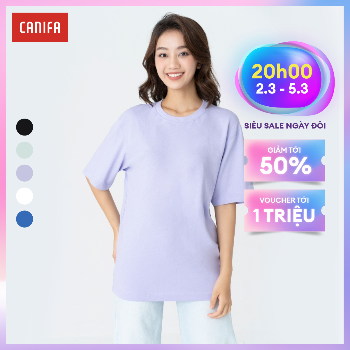 [CHỈ 5.11 VOUCHER TỚI 500K] Áo phông unisex người lớn CANIFA  5TS23A001