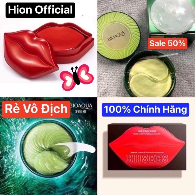 Combo 80 Miếng Mặt Nạ Mắt Môi Hiisees Bioaqua Giảm Thâm Mắt Và Làm Hồng Môi