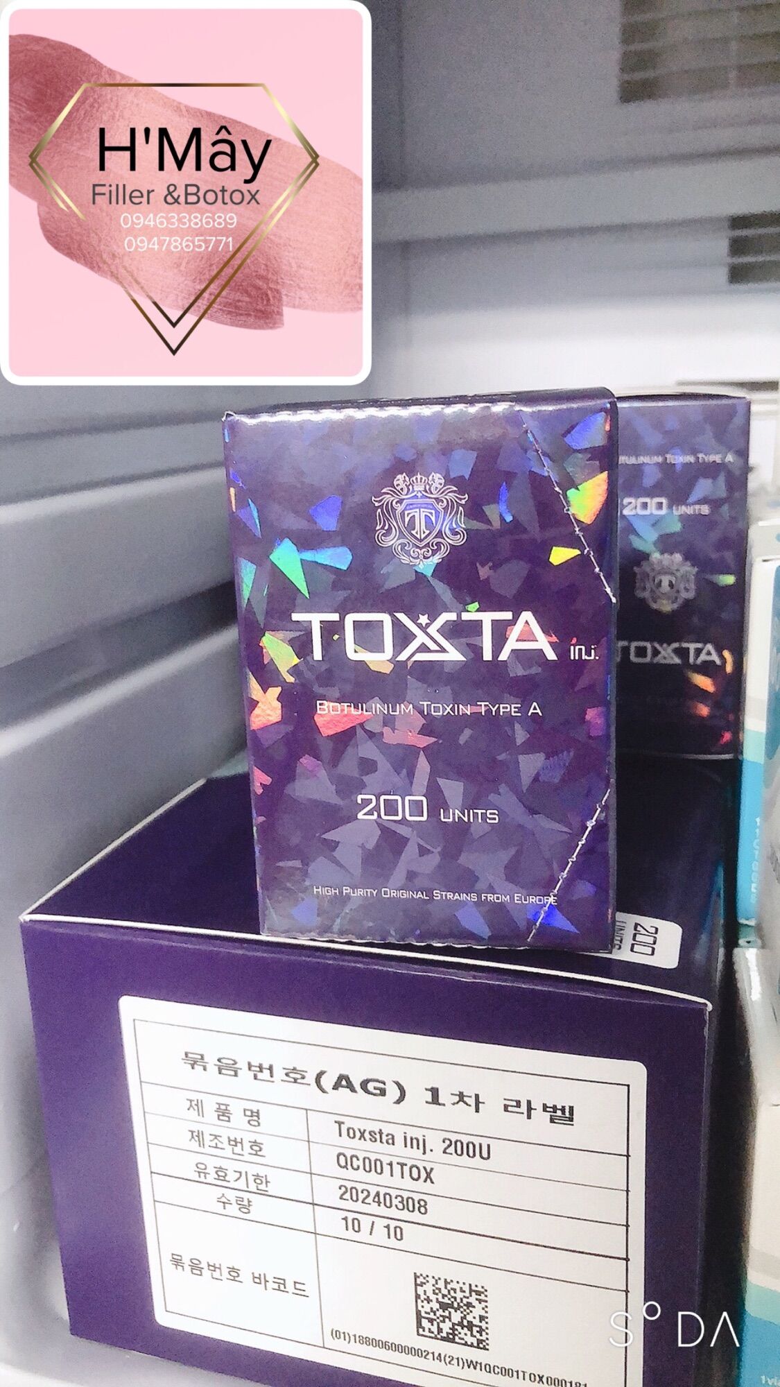 Toxta 200units botox thon gọn bắp chân tay chuẩn hàn, dạng khí nén tinh khiết 99%