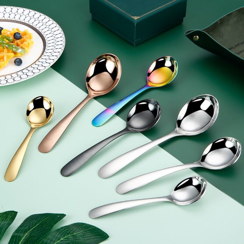 [HCM][ Bộ 3 cái ] Muỗng ăn cơm phở inox cao cấp SUS 304 - 4 màu sắc (3 kích thước) M82