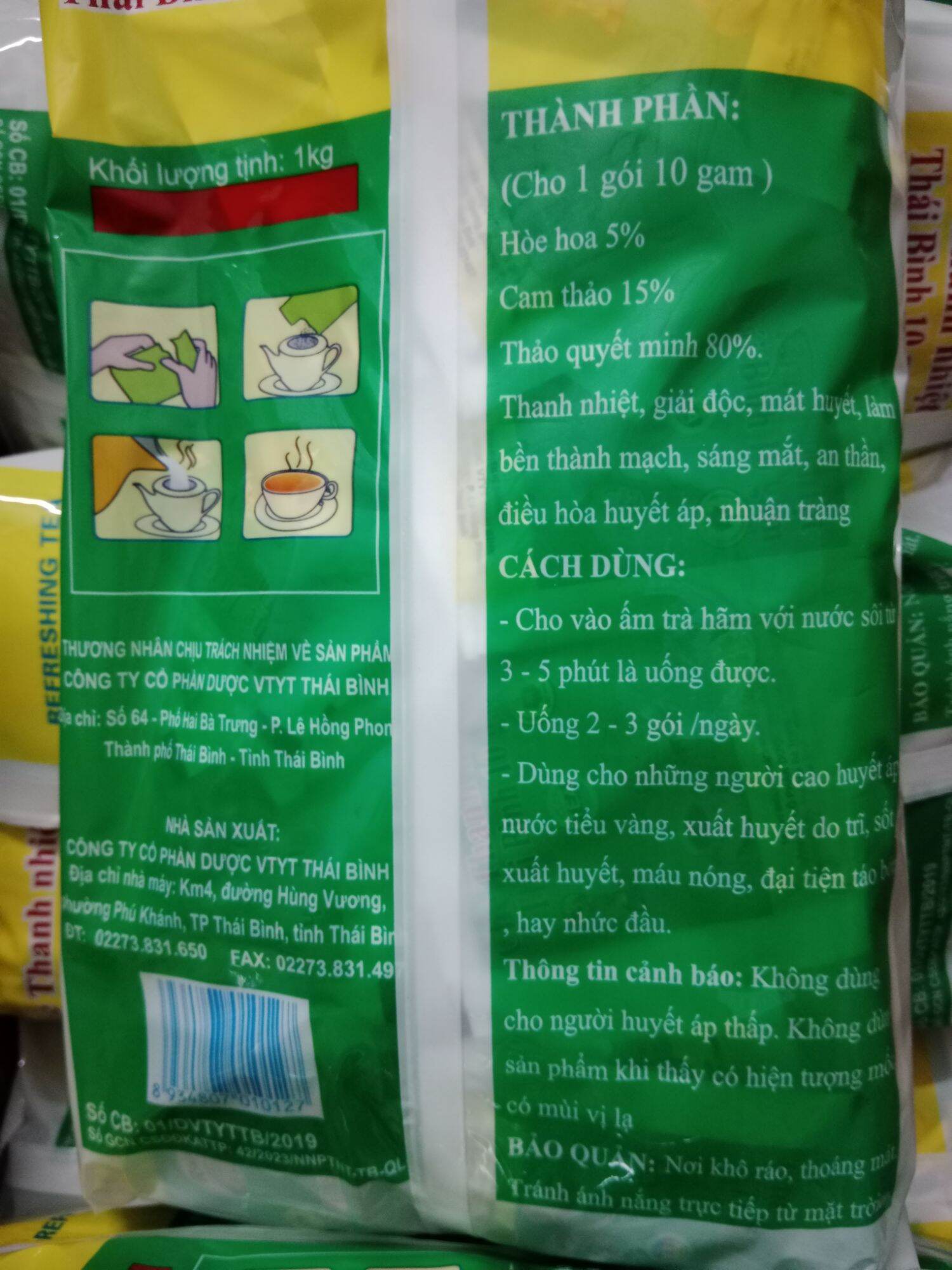 Chè Thanh Nhiệt Thái Bình/ lựa chọn cho sức khỏe/(100gói x 10 gam)