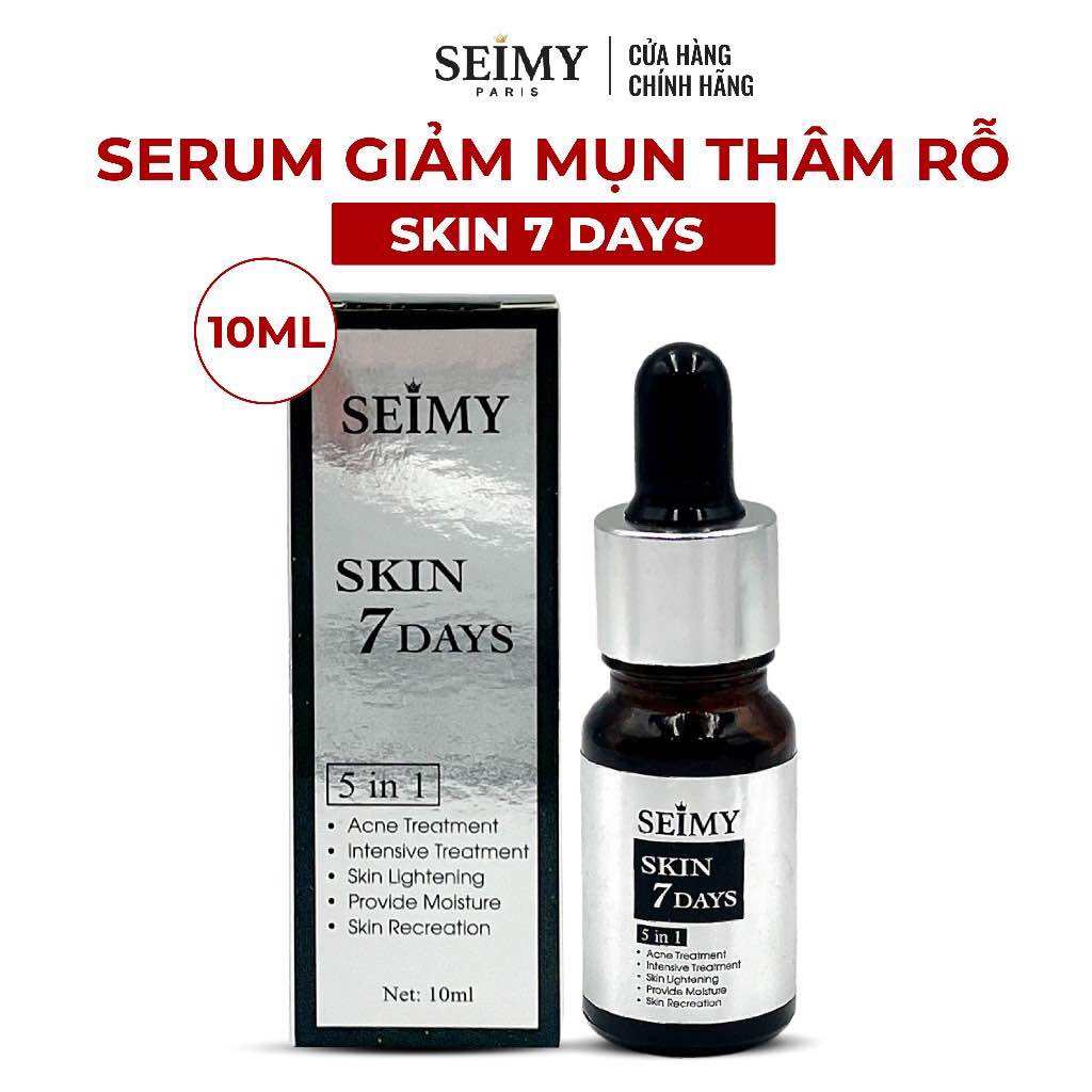 Serum giảm mụn thâm rỗ Seimy - Skin 7 Days - Công dụng 5 trong 1 hiệu quả sau 7 ngày 10ml