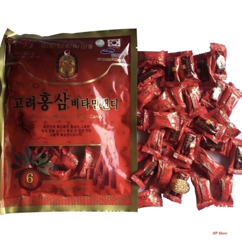 2 Gói Kẹo Hồng Sâm Vitamin Hàn Quốc 200g, Kẹo Nhân Sâm Hàn Quốc Chính Hãng