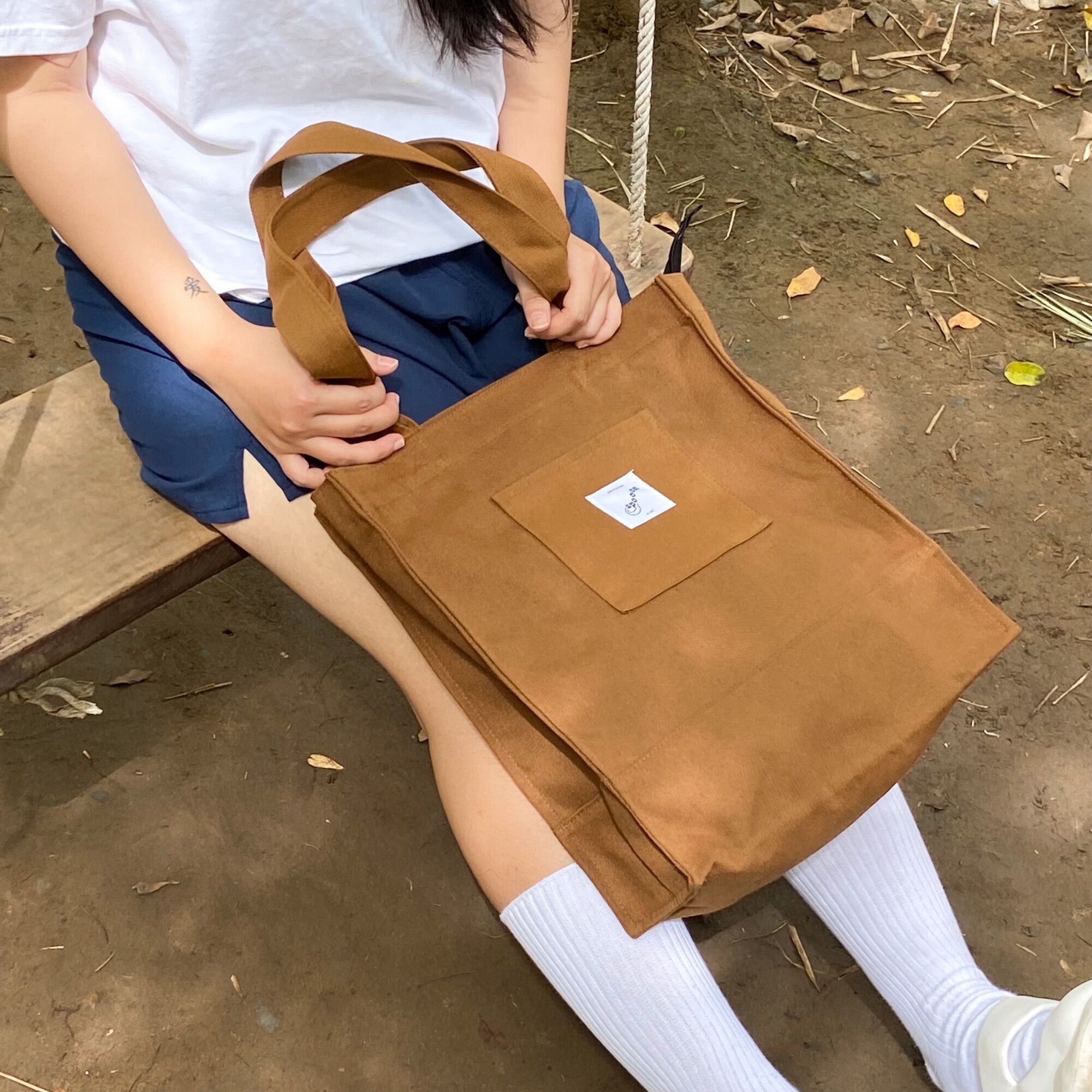 TÚI VẢI CANVAS SPOOON BOX BAG MÀU PEANUT BUTTER