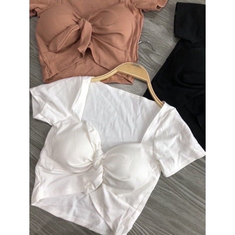ÁO CROPTOP THẮT NƠ NGỰC - ÁO THUN BORIP