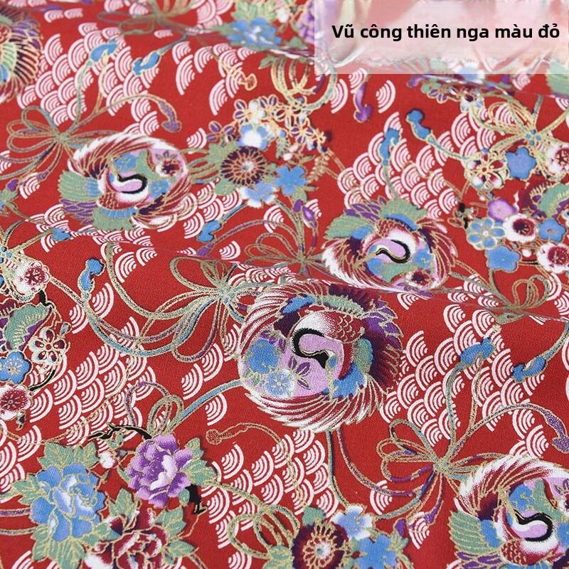 Vải Cotton Phong Cách Nhật Bản DIY Vải May Quần Áo Vải Vải Gia Đình Vải Thêu Vàng Vải Vải Hoa Cotton Nguyên Chất Vải Thấm Hút Ẩm