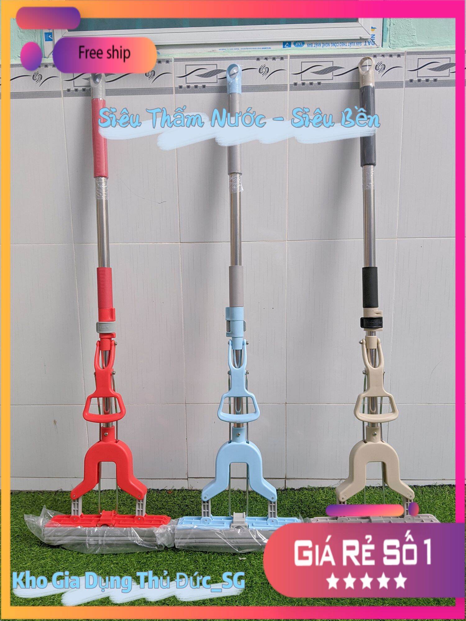 Cây lau nhà tự vắt mút non cao su bản 28cm siêu thấm nước - sản phẩm hót nhất thị trường