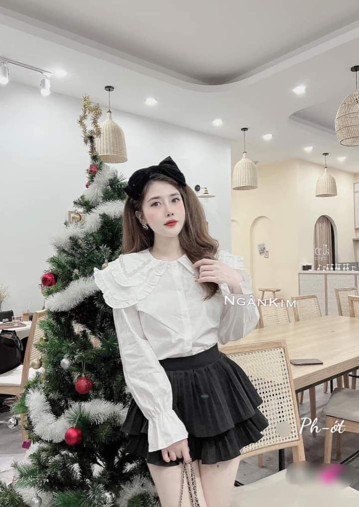 [HCM]áo kiểu nữ cổ tầng 2 lớp tay dài form rộng chất dày dặn hàng quảng châu bao chất xịn xò CH045