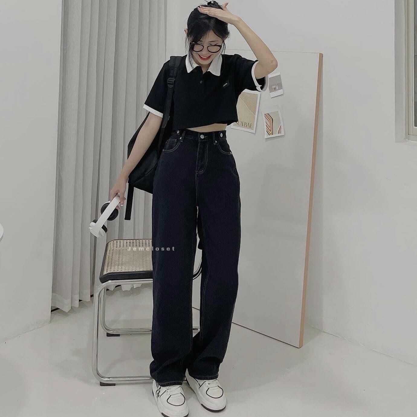 Áo croptop petter phối viền logo