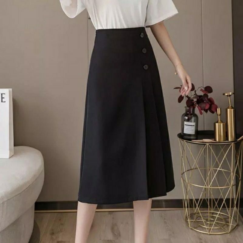 Chân váy công sở dáng dài 3 khuy khoá sau