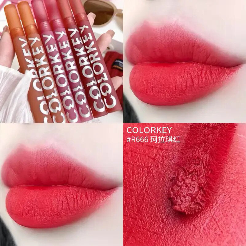 Son Môi Colorkey Velvet Air Glaze B237 R608 O611 R240 Lip Mud Màu Trơn Không Bóng Dưỡng Ẩm Lâu Trôi