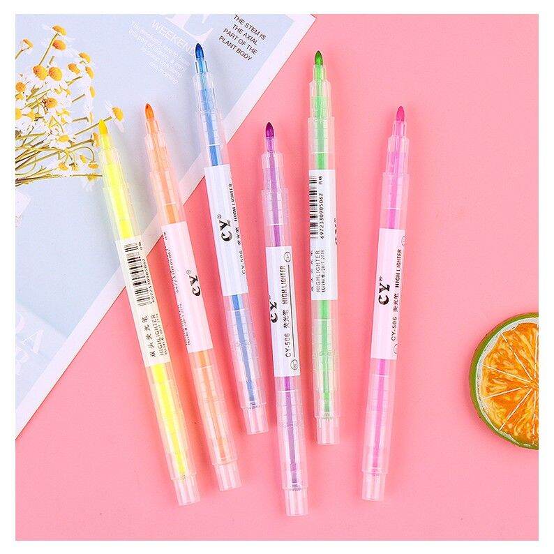 Set 6 bút dạ quang, bút highlight có 2 đầu