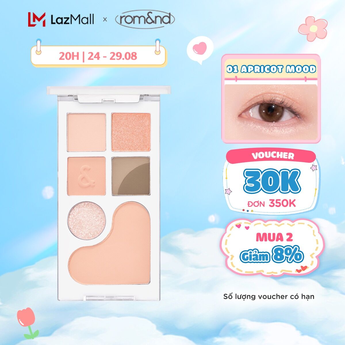 Bảng phấn mắt & má hồng romand bare layer palette 14g
