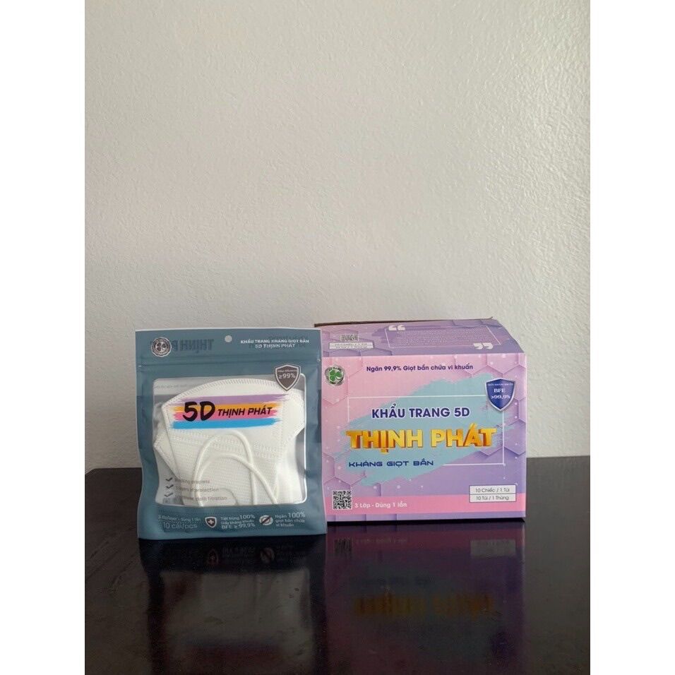 Thùng 100 chiếc khẩu trang 5d Thịnh Phát 3 lớp kháng khuẩn