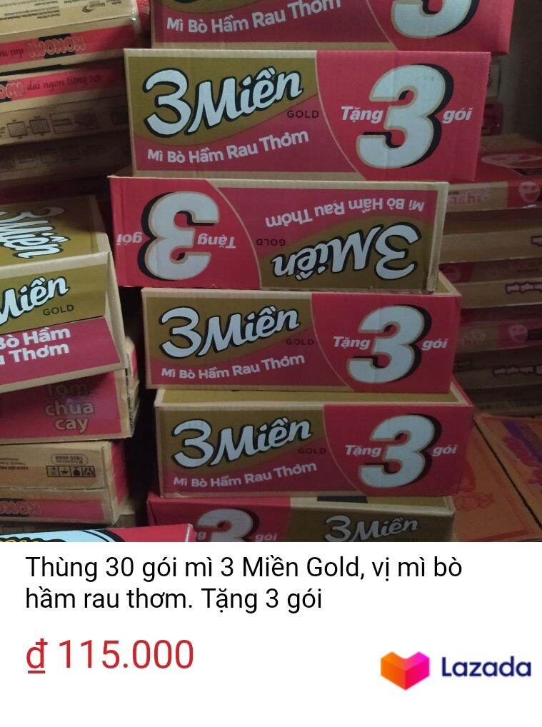 1 THÙNG Mì 3 Miền 30 gói 75 Gold (giao ngẫu nhiên cả các vị)