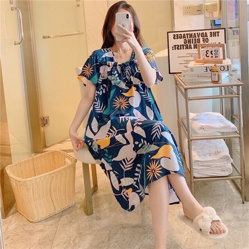 (Mới) Váy mặc nhà, váy bầu lanh lụa cực nhẹ mát, mềm mịn