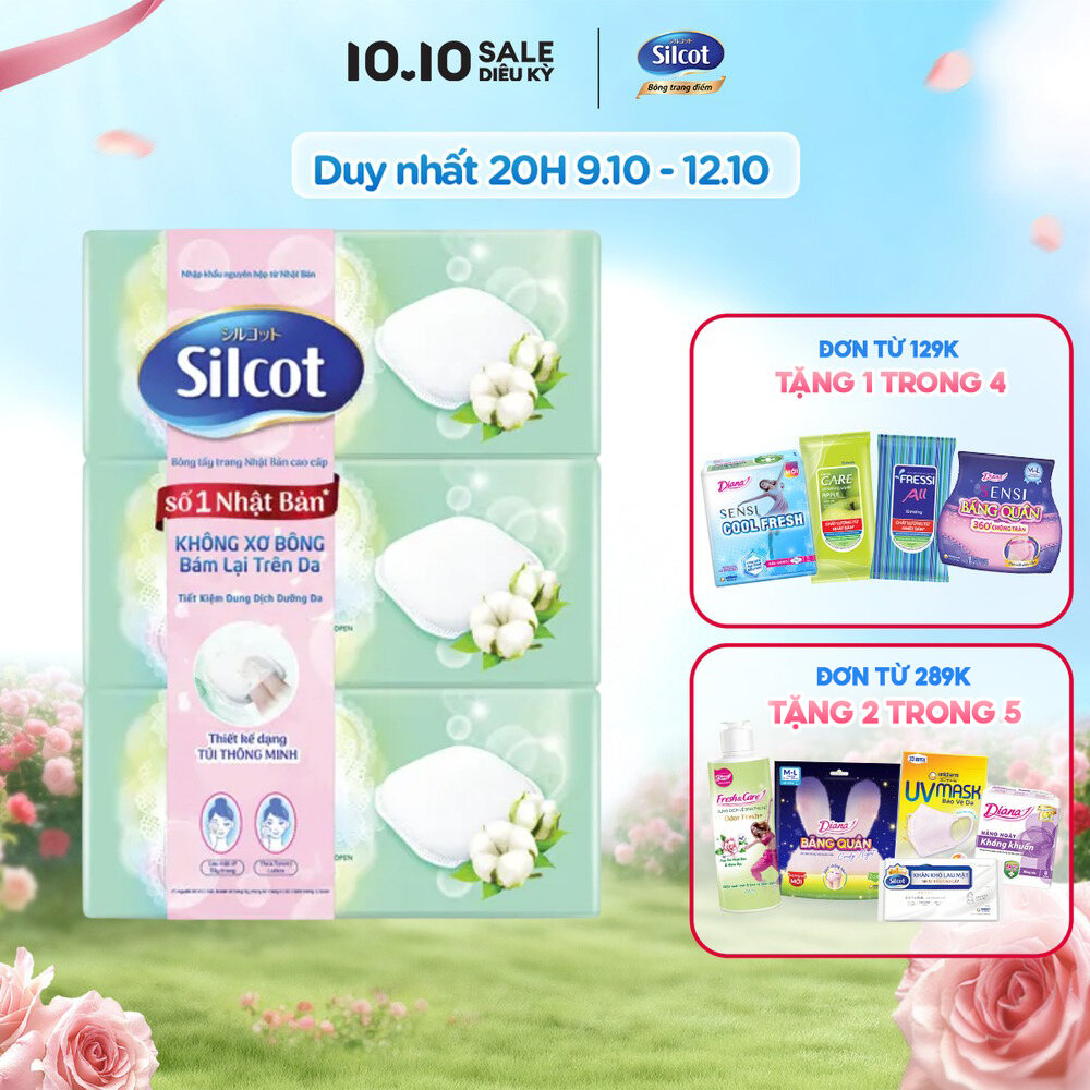 Combo 3 Bông tẩy trang cao cấp Silcot Premium hộp 66 miếng