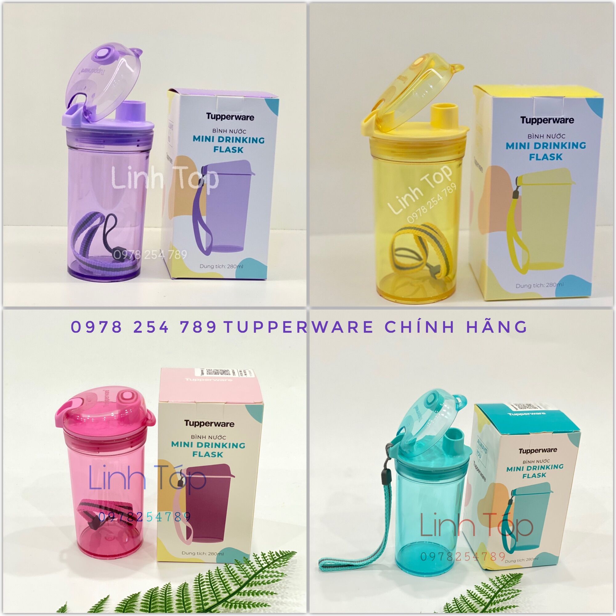 Bình nước mini drinking flask 280ml tupperware chính hãng