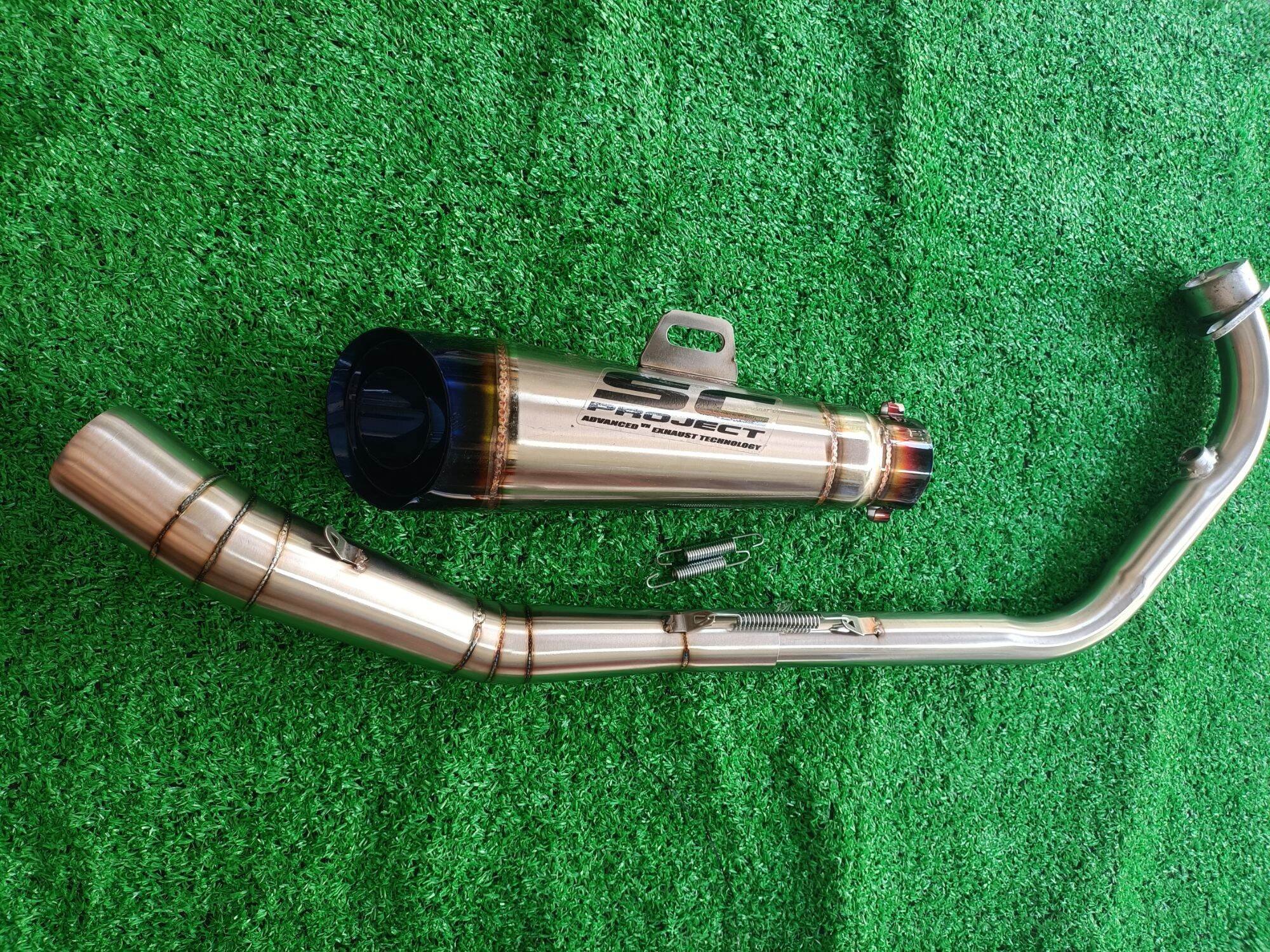 Pô SC xéo kèm cổ 2 khúc inox 304 lắp xe Winner sonic winner X