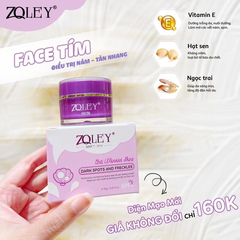 [HCM]Kem Dưỡng Trắng Da Giảm Nám – Tàn Nhang Face Tím Zoley 10g