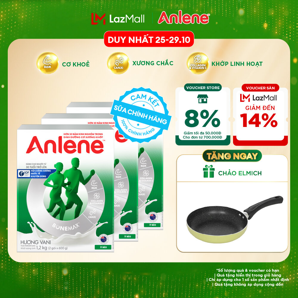 [Voucher giảm đến 26%]Combo 3 Sữa Bột Anlene Hương Vani 1.2Kg
