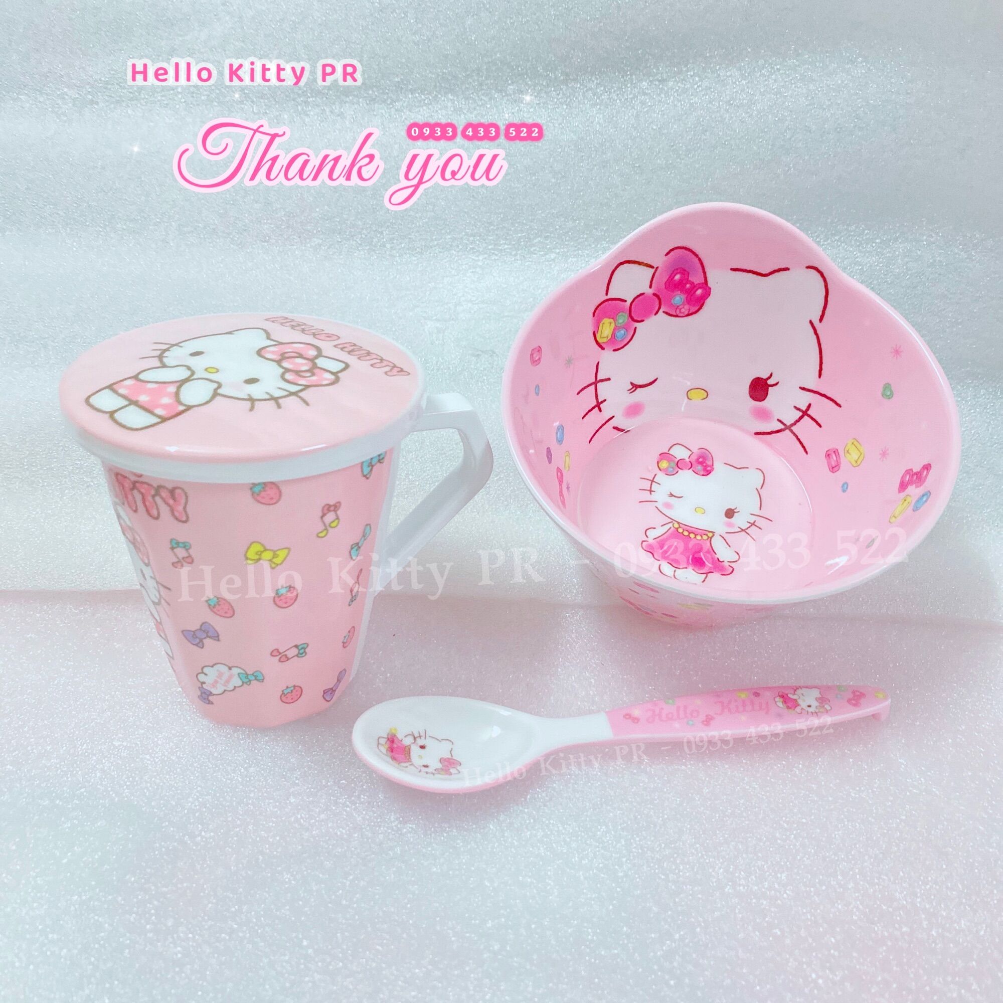 Combo chén lớn, ly cốc 200ml Hello Kitty