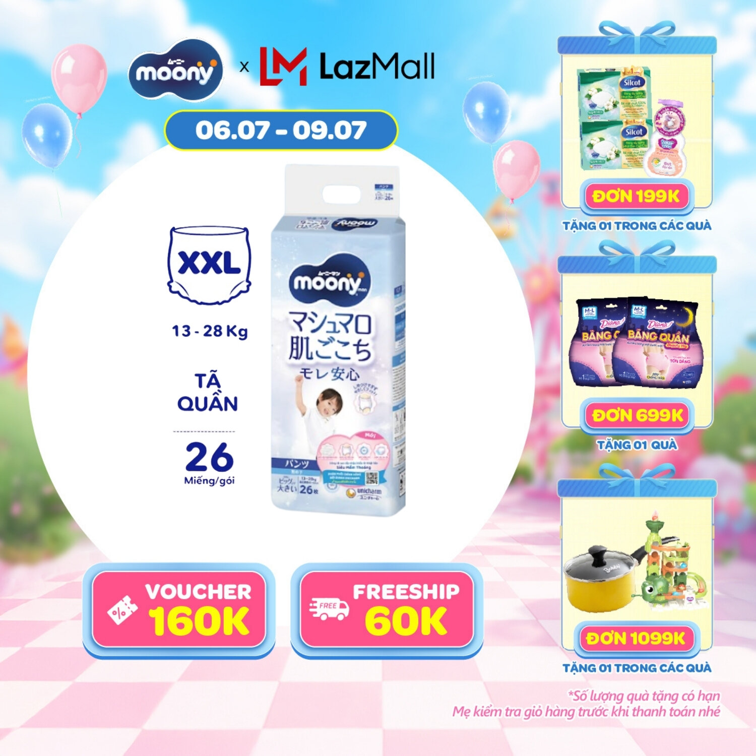 [SALE CUỐI THÁNG QUÀ SLCH] Tã quần cao cấp Moony Bé Trai XXL26 miếng - Nhập khẩu từ Nhật Bản