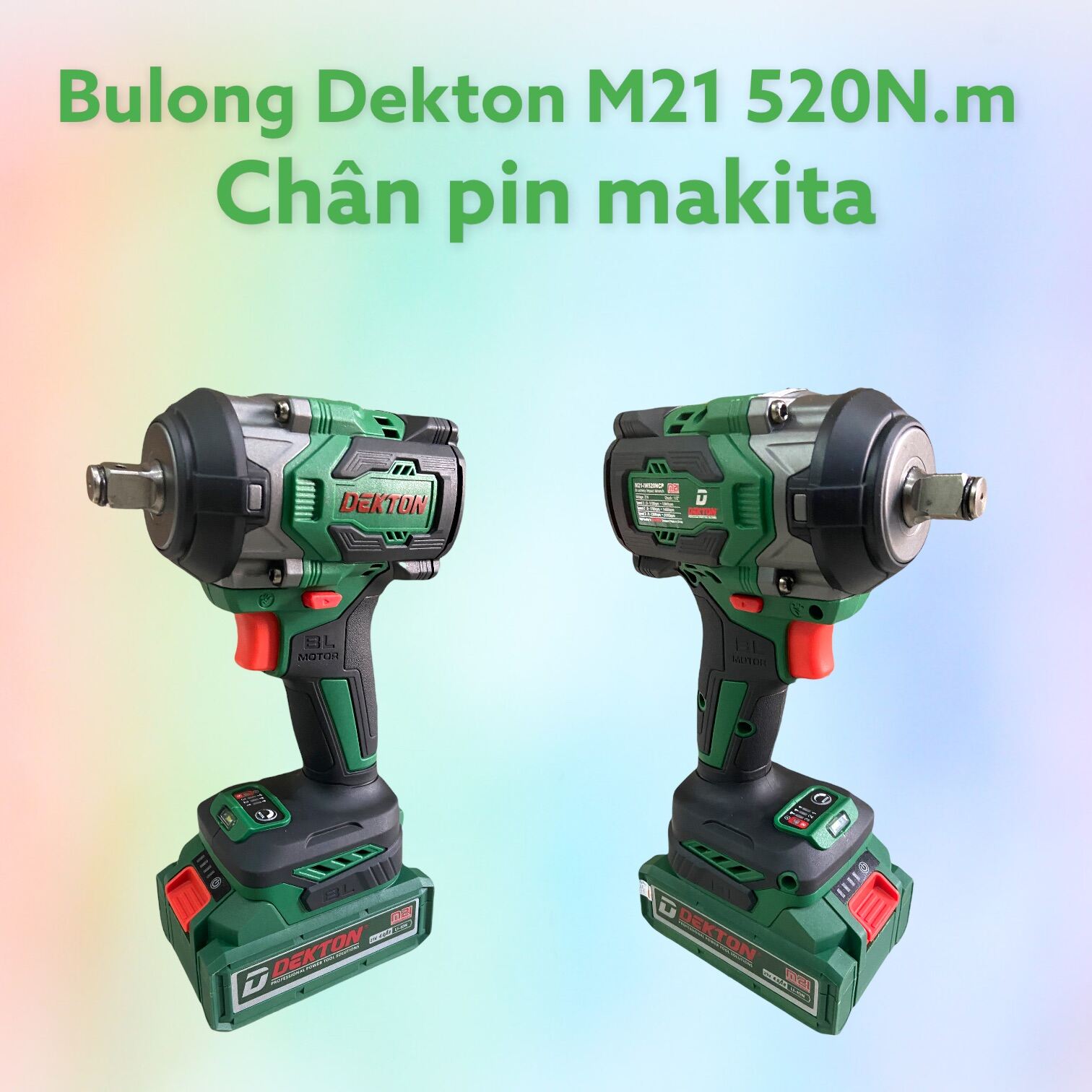 Máy Bulong pin 520N.m dekton M21 chân makita thông dụng