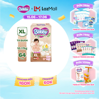 [Từ 22-23 tặng QUÀ TO-SLCH][MỚI RA MẮT] [TẶNG KÈM 8 MIẾNG] Tã quần cao cấp Bobby Organic chăm sóc dịu nhẹ từ thiên nhiên XL56