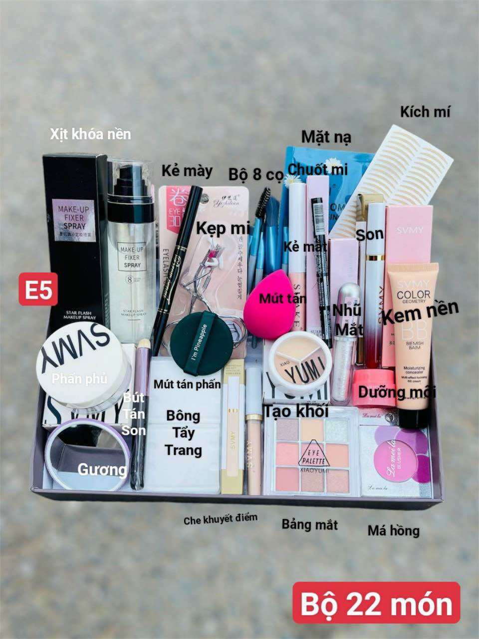 Bộ Trang Điểm mặt[22 Món E5]Đầy Đủ Bộ Makeup/Trang Điểm Đi Tiệc/Trang Điểm Cá Nhân Cơ Bản 22 Món Bộ E5