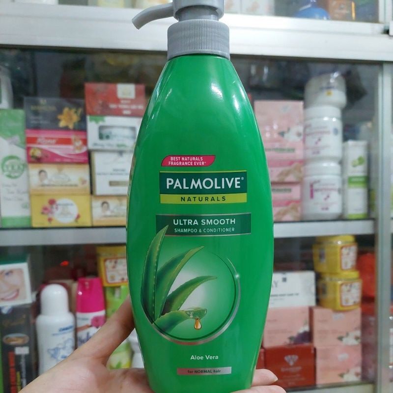 Dầu gội xả 2 trong 1 palmolive nha đam 600ml, mượt tóc giảm gãy rụng