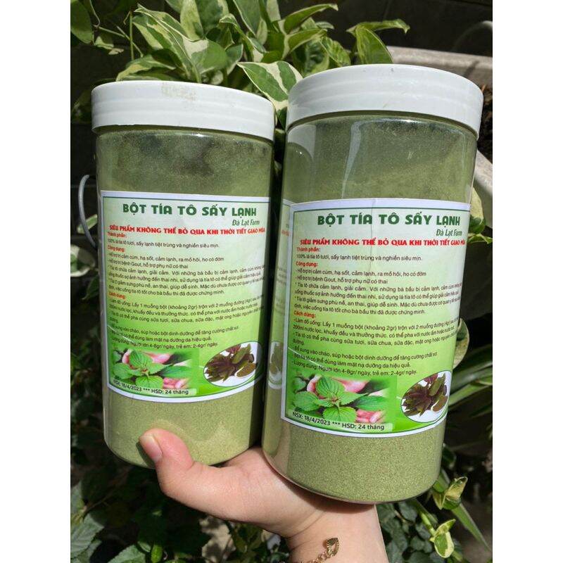 . Bột tía tô sấy lạnh nguyên chất không pha hộp 500gram đà lạt farm. Tía tô sấy lạnh xay bột, bột tía tô.