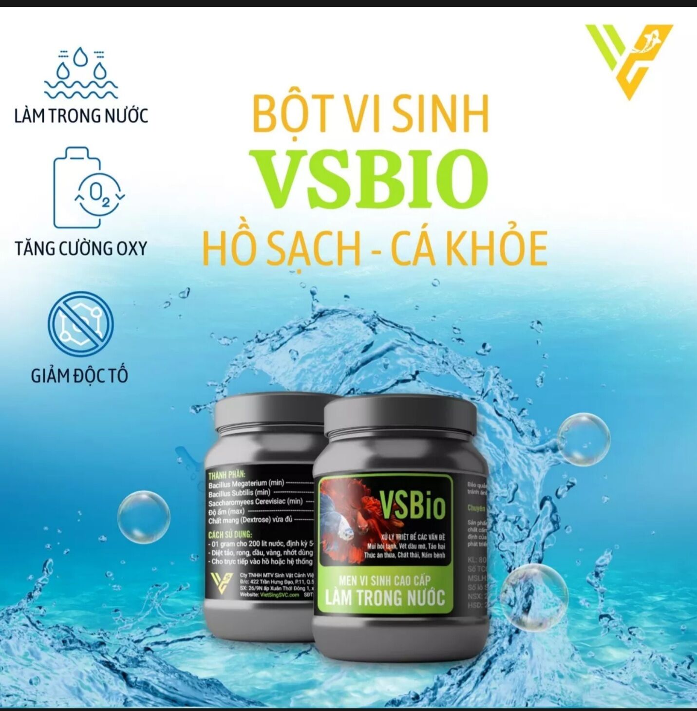 Men vi sinh vs bio 80g : làm trong nước - bể cá