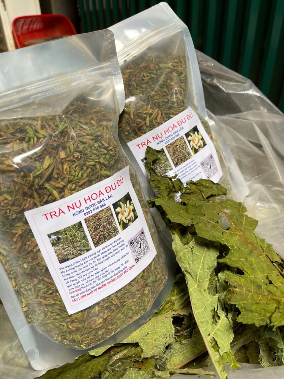 Lá hoa đu đủ đực sấy khô túi 500g