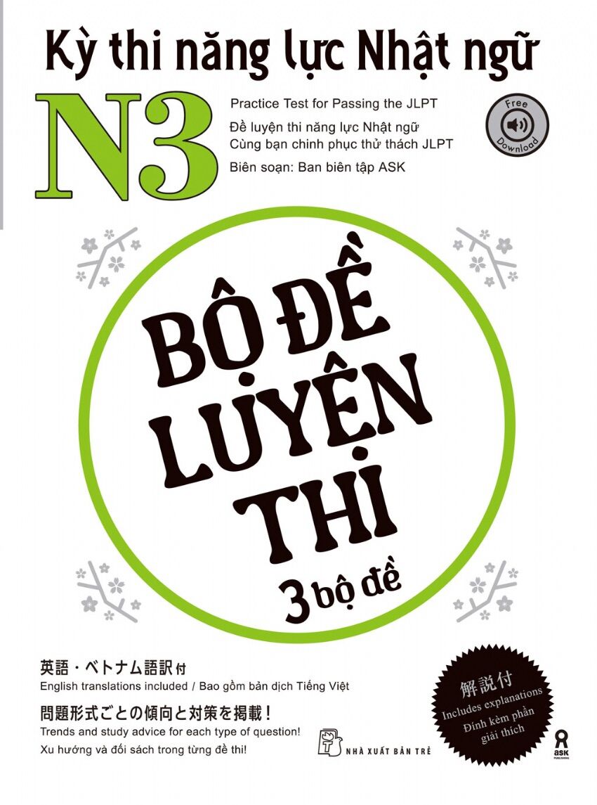Sách nxb trẻ - kỳ thi năng lực nhật ngữ n3 - bộ đề luyện thi 3 bộ đề
