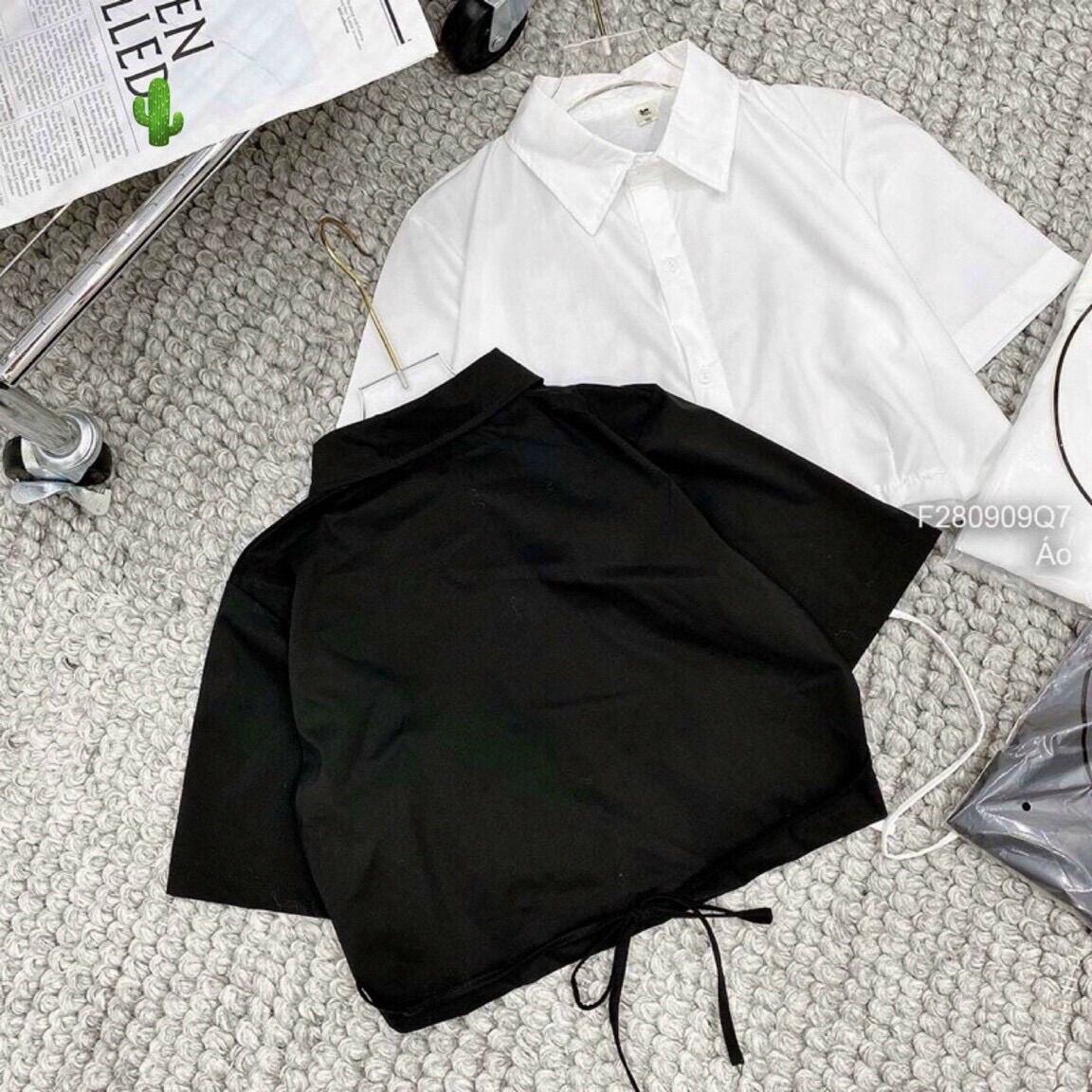 Áo sơ mi dây quấn eo croptop SM20