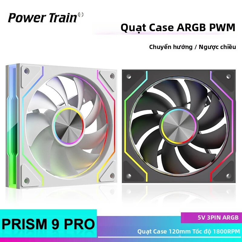 Quạt Case Máy Tính Power Train PRISM 9 PRO 120mm ARGB 12V, Lưu Lượng Gió Lớn 800-1800RPM, Quạt Làm Mát CPU Với Đầu Nối 4PIN Cho Máy Tính Để Bàn Giá 203,000 Đồng*Miễn phí vận chuyển