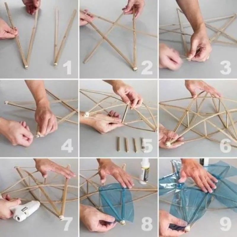 combo khung tre làm lồng đèn đầy đủ