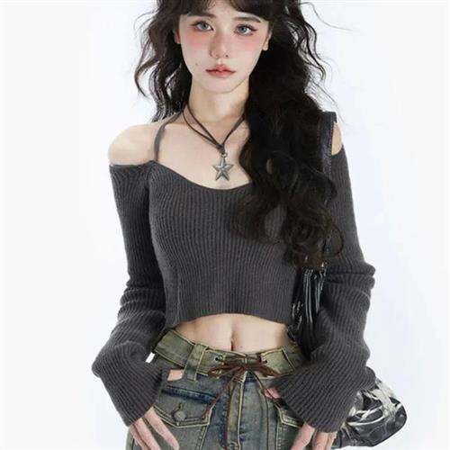 Áo Len Dệt Kim Dài Tay Acubi Vintage Y2K Phong Cách Hàn Quốc Dành Cho Nữ Áo Chui Đầu Cổ Tròn Chất Li