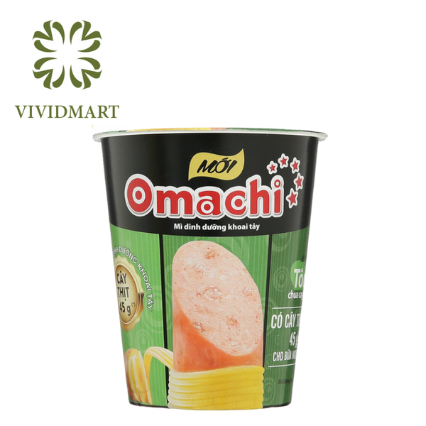 [1 CUP] - MASAN - OMACHI INSTANT CUP NOODLE WITH SAUSAGE 3 FLAVOURS: BEEF STEW SAUCE FLAVOUR - PORK RIB FLAVOUR - HOT&SOUR SHRIMP FLAVOUR  (111-114G/CUP)