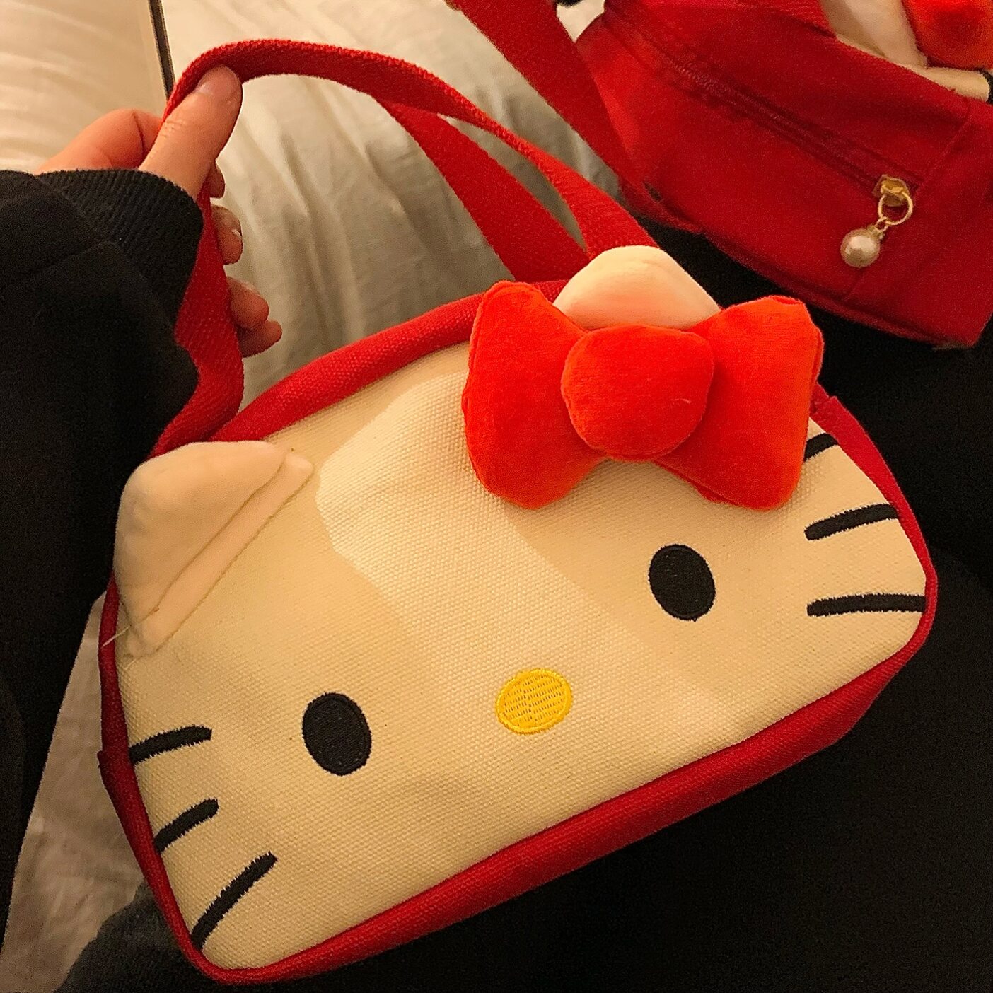 Túi Xách Vải Canvas Hello Kitty Túi Đựng Đồ Trang Điểm Du Lịch Túi Xách Cầm Tay Cho Nữ Túi Xách Hell