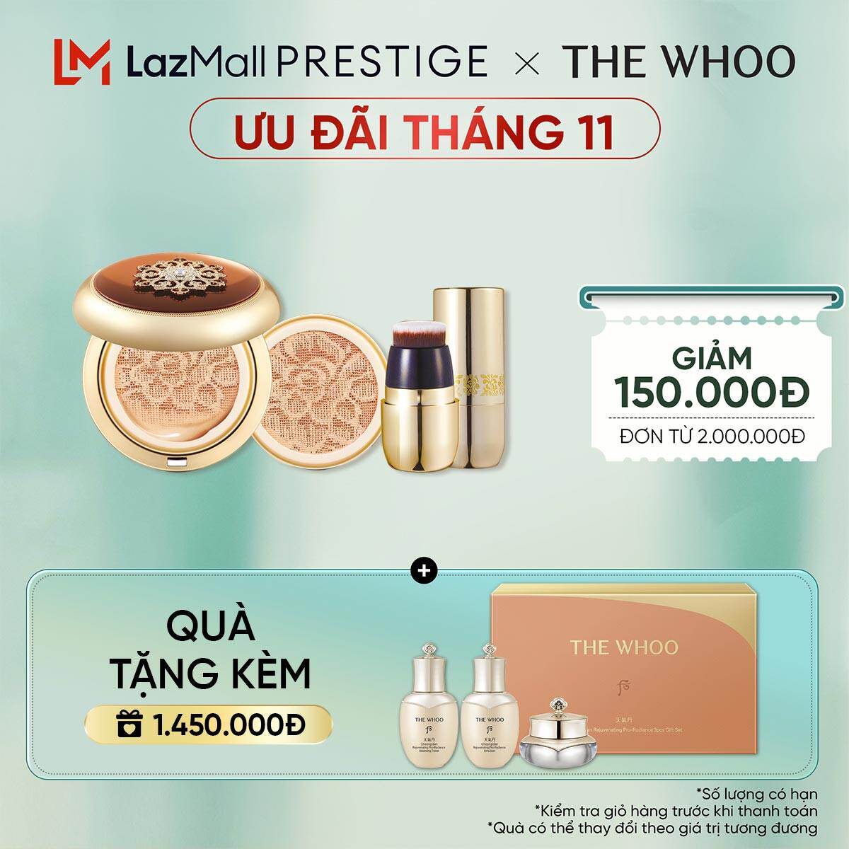 [Tặng kèm 1 lõi 15g] Phấn nước trang điểm chống nắng, dưỡng trắng chống lão hóa Cheon Gi Dan Essence Cushion SPF50+/PA+++