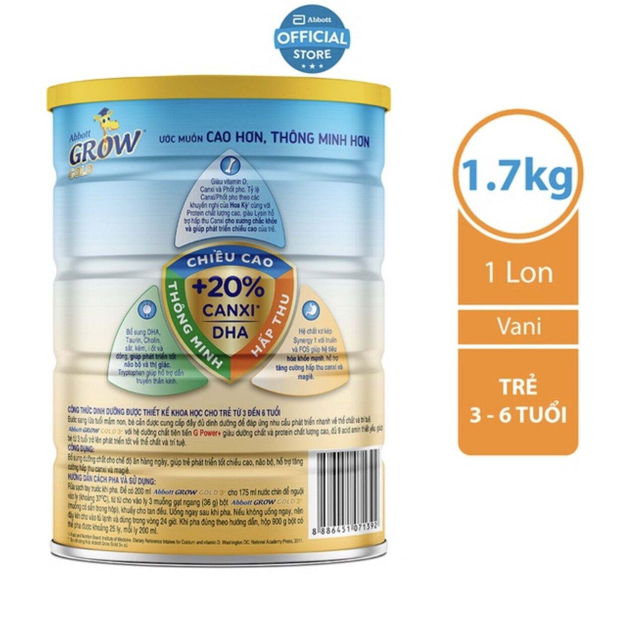 [HCM]Sữa Abbott Grow 3+ 1.7kg
